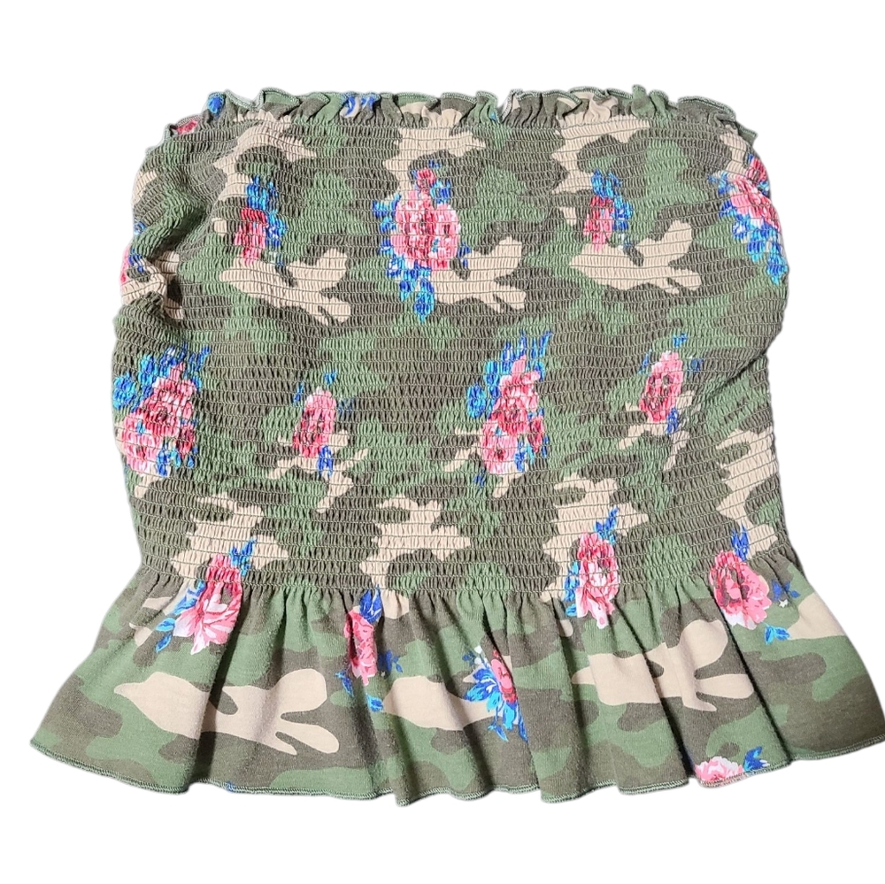 No Boundaries womens Floral Camouflage Tube Top L